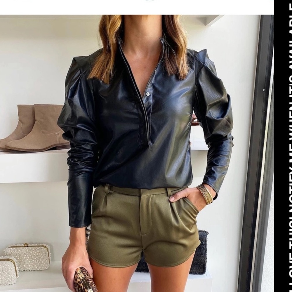Karlie black leather long sleeved top